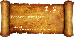 Ponert Henriett névjegykártya